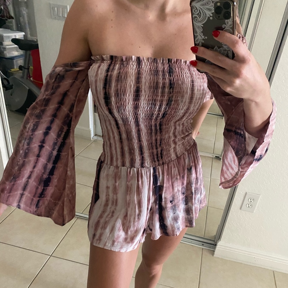 Pink tie dye romper